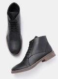 Roadster Men Black Solid Mid Top Flat Boots