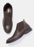 Roadster Men Coffee Brown Solid Mid Top Flat Boots