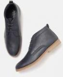 Roadster Navy Solid Mid Top Boots Men