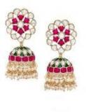 Rubans Gold Toned & Pink Classic Jhumkas Women