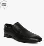 Ruosh Black Textured Semiformal Slip Ons Men