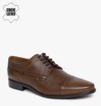 Ruosh Brown Leather Formal Derby Shoes Men