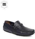 Ruosh Navy Blue Genuine Leather Driving Shoes Men