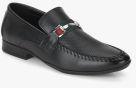 San Frissco Black Textured Slip On Shoes Men