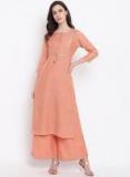 Shakumbhari Peach Coloured Self Design Kurta With Palazzos Women