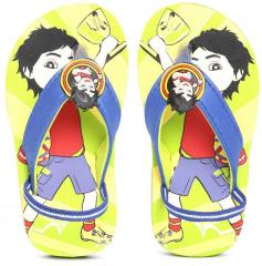 Shiva Boys Blue & Yellow Printed Thong Flip Flops