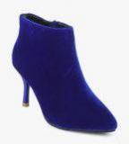 Shoe Couture Blue Solid Heeled Boots Women