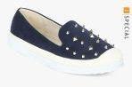 Shoe Couture Navy Blue Studs Moccasins Women