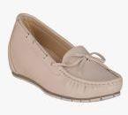 Shuz Touch Beige Synthetic Patent Regular Loafers Women