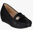 Shuz Touch Black Synthetic Patent Regular Loafers Women