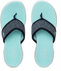 Skechers Blue On The Go 600 Glossy Self Design Thong Flip Flops women