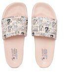 Skechers Peach Coloured & Off White Pop Ups Camp Kitty Printed Sliders Women