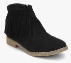 Steve Madden Gypsie Black Fringes Ankle Length Boots Women