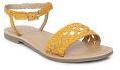 Steve Madden Mustard Yellow Solid Leather Open Toe Flats Women