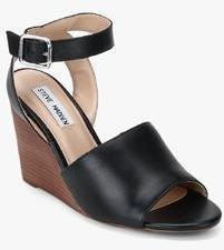 Steve Madden Natalie Black Ankle Strap Wedges women