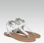 Steve Madden White Solid Leather T Strap Flats Women