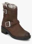 Superdry Brown Solid Heeled Boots Women