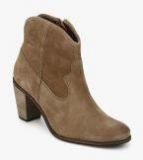 Superdry Camel Brown Solid Heeled Boots Women