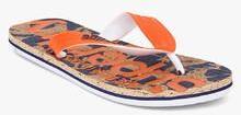 Superdry Cork Hibiscus Orange Flip Flops men