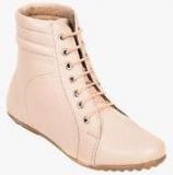 Ten Ankle Length Cream Boots Women