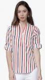 Tokyo Talkies White Striped Regular Top Women