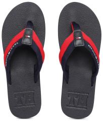 Tommy Hilfiger Navy Blue & Red Colourblocked Thong Flip Flops men