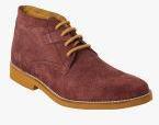 Toni Rossi Burgundy Leather Mid Top Flat Boots Men