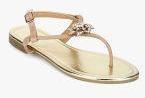 Truffle Collection Beige Embellished Ankle Strap Flat Sandals women