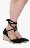 Truffle Collection Black Ankle Strap Wedges Women