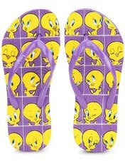 Tweety Tw Multi Face Purple Flip Flops Girls