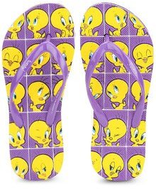 Tweety Tw Multi Face Purple Flip Flops girls