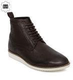 U S Polo Assn Brown Leather High Top Flat Boots Men