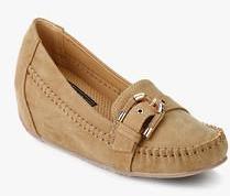 Under Knee Beige Buckled Moccasins women