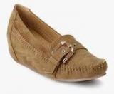 Under Knee Tan Buckled Moccasins women