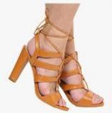 Under Knee Tan Tie Up Stilettos women