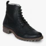 United Colors Of Benetton Black Derby Brogue Boots Men