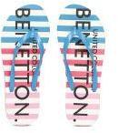 United Colors Of Benetton Blue & Pink Striped Thong Flip Flops Women