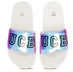 United Colors Of Benetton Blue & Purple Printed Sliders Women