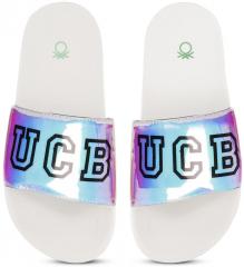 United Colors Of Benetton Blue & Purple Printed Sliders women