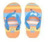 United Colors Of Benetton Kids Blue & Orange Striped Thong Flip Flops Girls