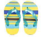 United Colors Of Benetton Kids Blue & Yellow Striped Thong Flip Flops girls