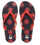 United Colors Of Benetton Red & Navy Blue Printed Thong Flip Flops Women