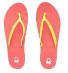 United Colors Of Benetton Women Mustard Yellow & Coral Pink Thong Flip Flops