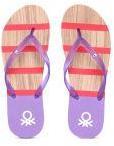 United Colors of Benetton Women Purple & Brown Striped Thong Flip Flops