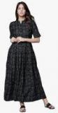 Vishudh Black Printed Maxi Dress Women