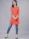 Vishudh Orange & Pink Printed Tunic Women