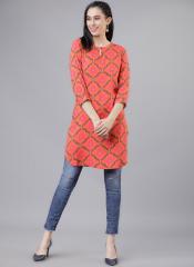 Vishudh Orange & Pink Printed Tunic women