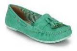 Wet Blue Green Moccasins Women