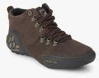 Woodland Brown Leather Mid Top Trekking Shoes Men