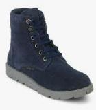 Woodland Navy Blue Ankle Length Boots Men